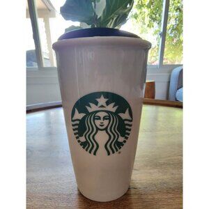 2016 Starbucks Siren Mermaid Logo Ceramic Travel Tumbler w/Lid 12oz Grande